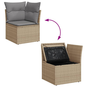 Σετ Καναπέ Κήπου 12 τεμ. Μπεζ Συνθετικό Ρατάν με Μαξιλάρια