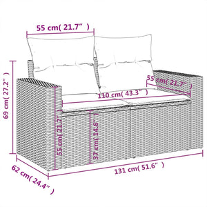 Σαλόνι Κήπου Σετ 9 Τεμαχίων Μαύρο από Συνθ. Ρατάν με Μαξιλάρια