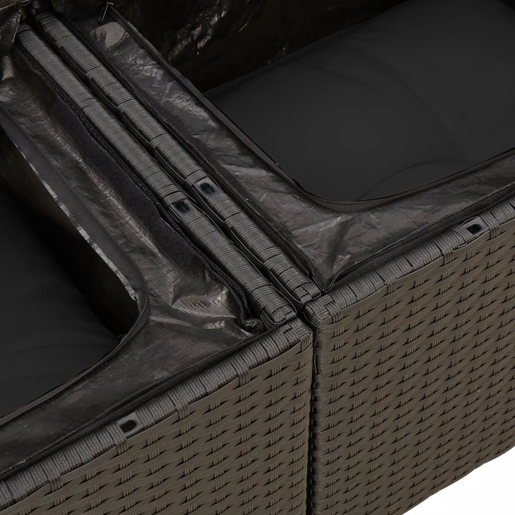 Σαλόνι Κήπου 8 Τεμαχίων Μαύρο από Συνθετικό Ρατάν με Μαξιλάρια