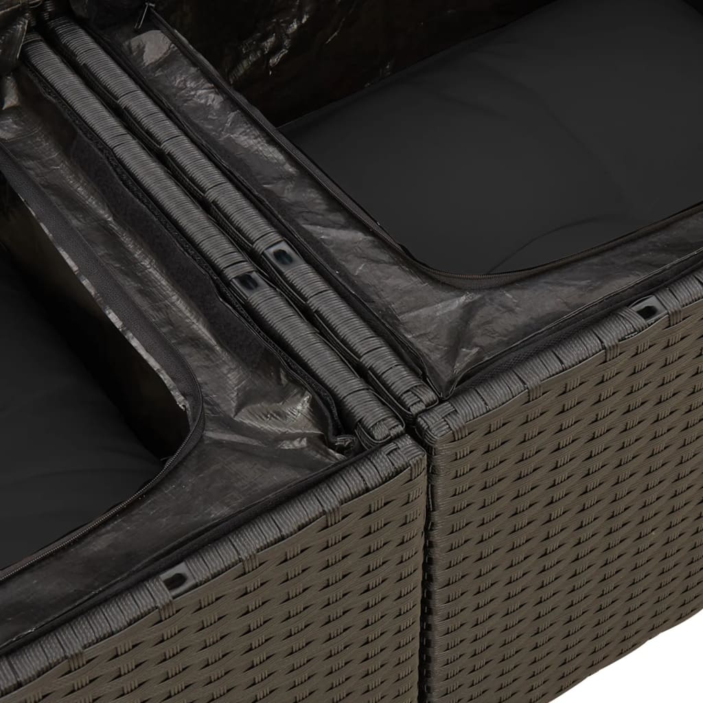 Σαλόνι Κήπου Σετ 11 Τεμαχίων Μαύρο Συνθετικό Ρατάν με Μαξιλάρια