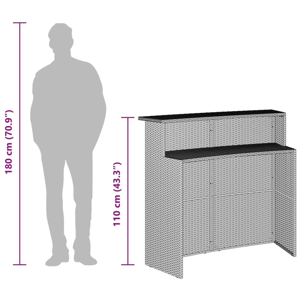 Σετ Επίπλων Μπαρ Κήπου 3 τεμ. Μαύρο Συνθ. Ρατάν με Μαξιλάρια