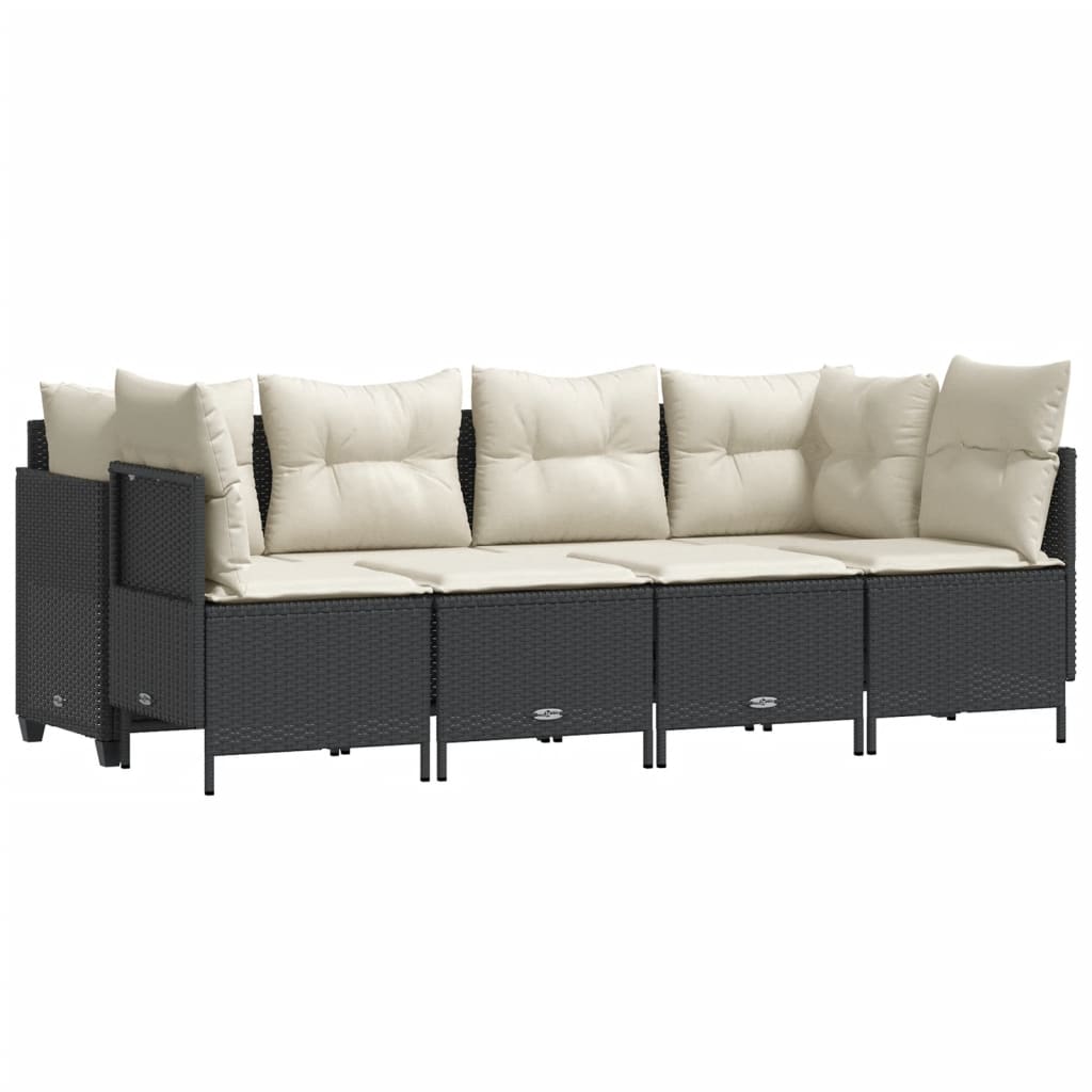 Σετ Καναπέ Κήπου 5 Τεμαχίων Μαύρο Συνθετικό Ρατάν με Μαξιλάρια