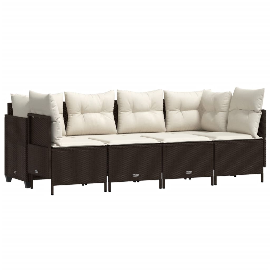 Σαλόνι Κήπου Σετ 5 Τεμαχίων Καφέ Συνθετικό Ρατάν με Μαξιλάρια