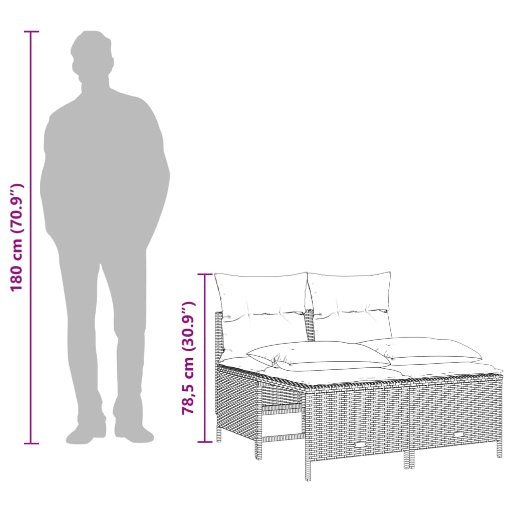 Σετ Καναπέ Κήπου 5 τεμ. Μπεζ Συνθετικό Ρατάν με Μαξιλάρι