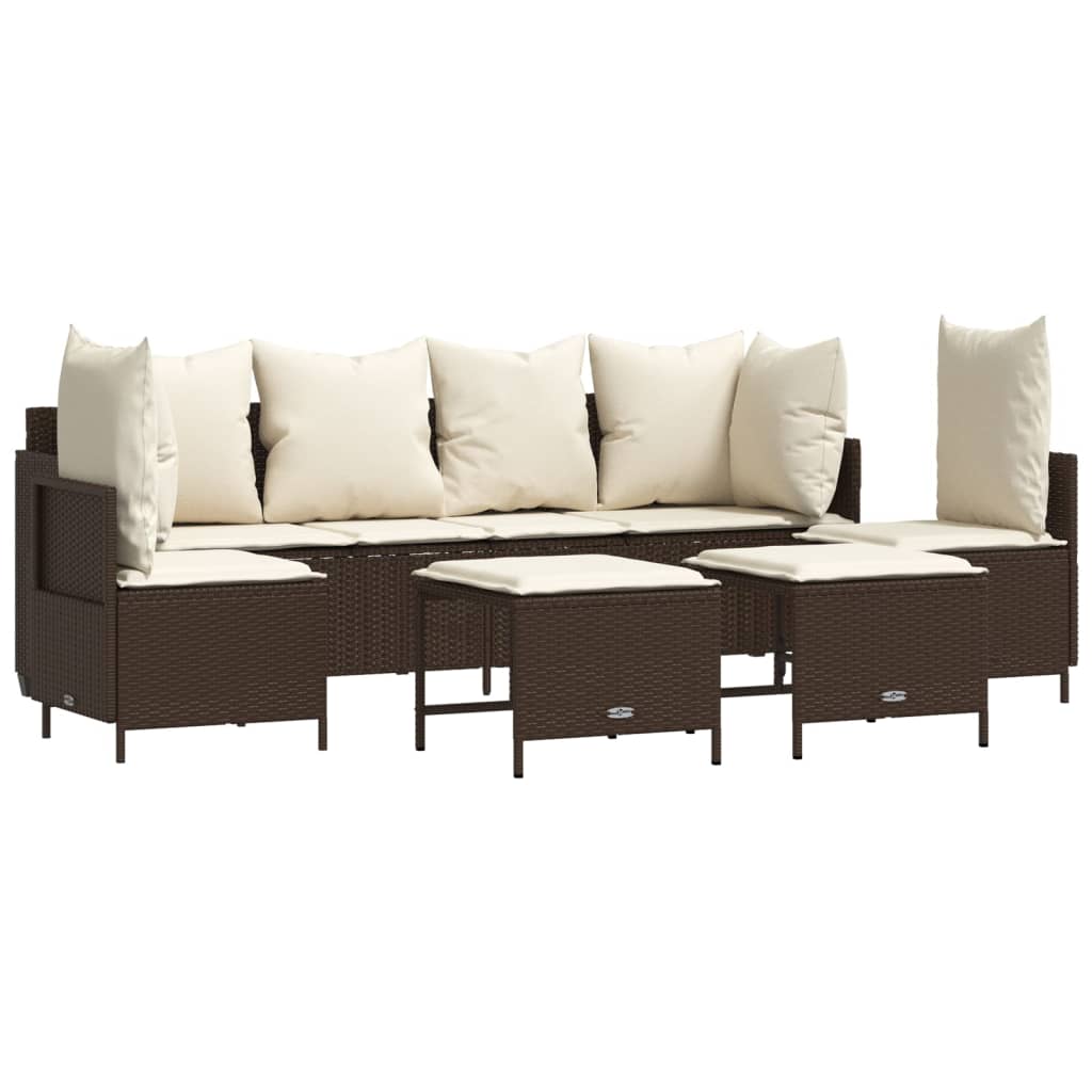 Σαλόνι Κήπου Σετ 5 Τεμαχίων Καφέ Συνθετικό Ρατάν με Μαξιλάρια