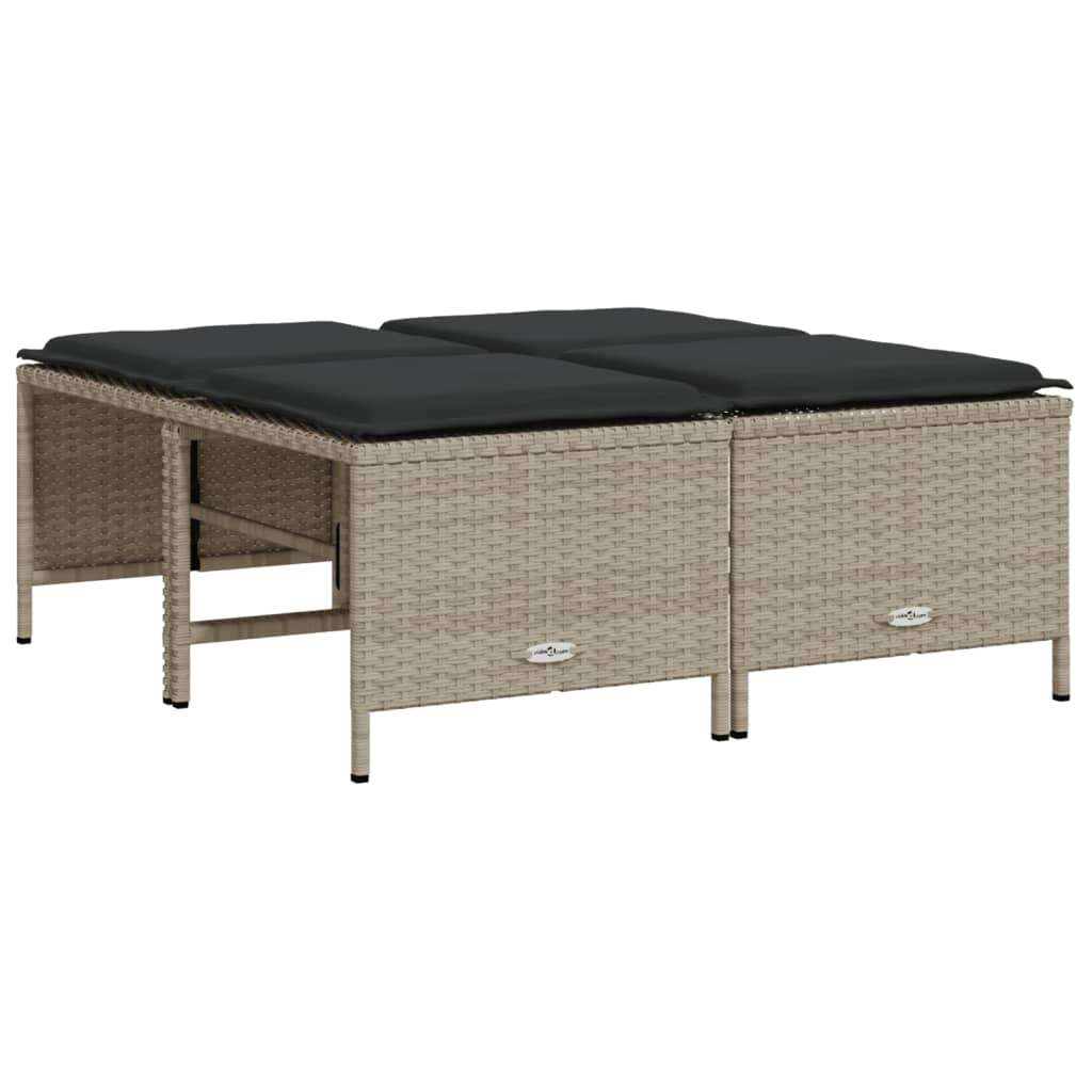 Σαλόνι Κήπου Σετ 5 Τεμαχίων Γκρι Συνθετικό Ρατάν με Μαξιλάρια