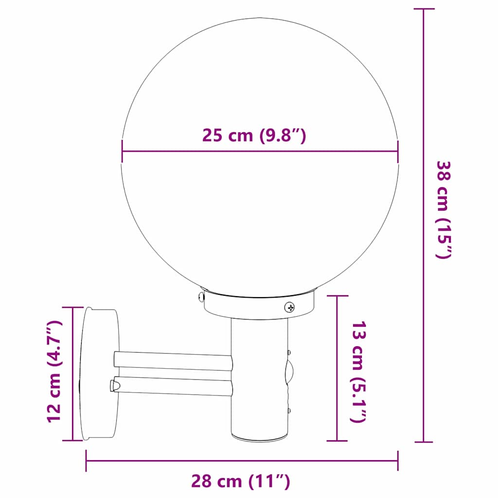 Φωτιστικό Τοίχου Για Εξωτερικούς Χώρους Μαύρο 28 x 25 x 38 εκ