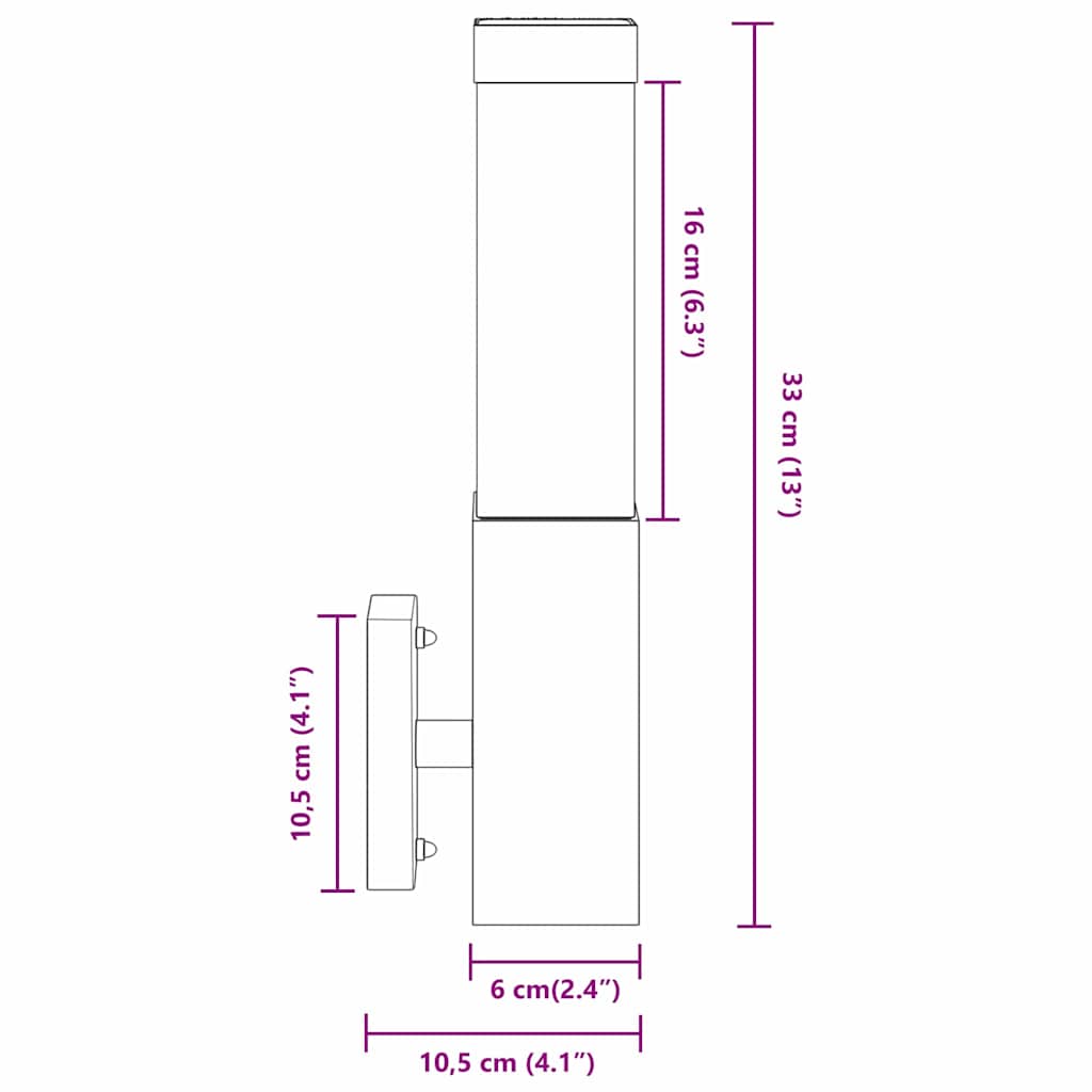 Φωτιστικό Τοίχου Για Εξωτερικούς Χώρους 2 pcs Ασημί