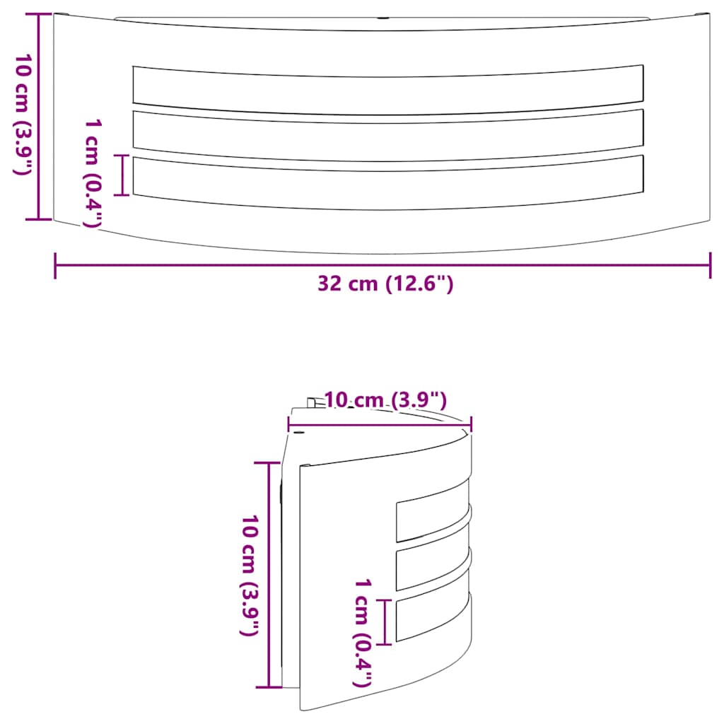 Φωτιστικό Τοίχου Για Εξωτερικούς Χώρους Μαύρο 32 x 10 x 10 εκ