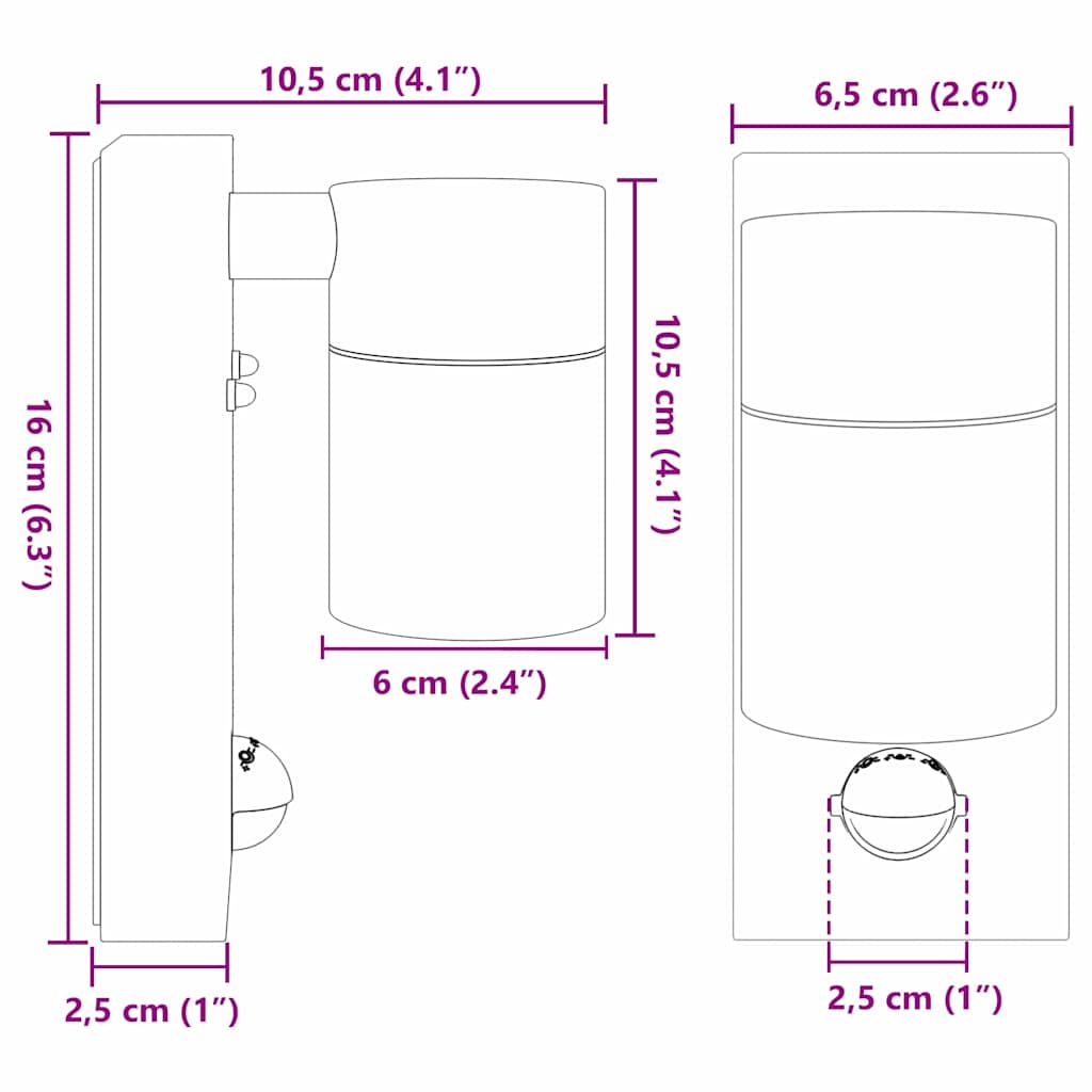 Φωτιστικό Τοίχου Για Εξωτερικούς Χώρους 2 pcs Ασημί