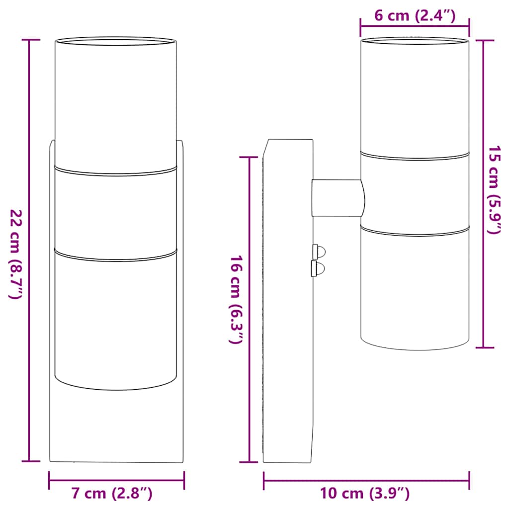 Φωτιστικό Τοίχου Για Εξωτερικούς Χώρους 2 pcs Ασημί