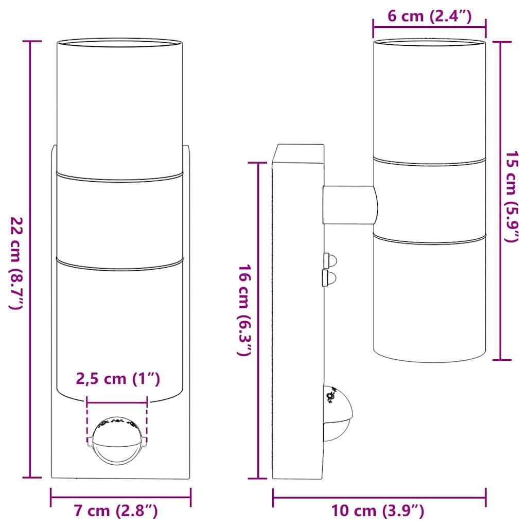 Φωτιστικό Τοίχου Για Εξωτερικούς Χώρους Ασημί 7 x 10 x 22 εκ