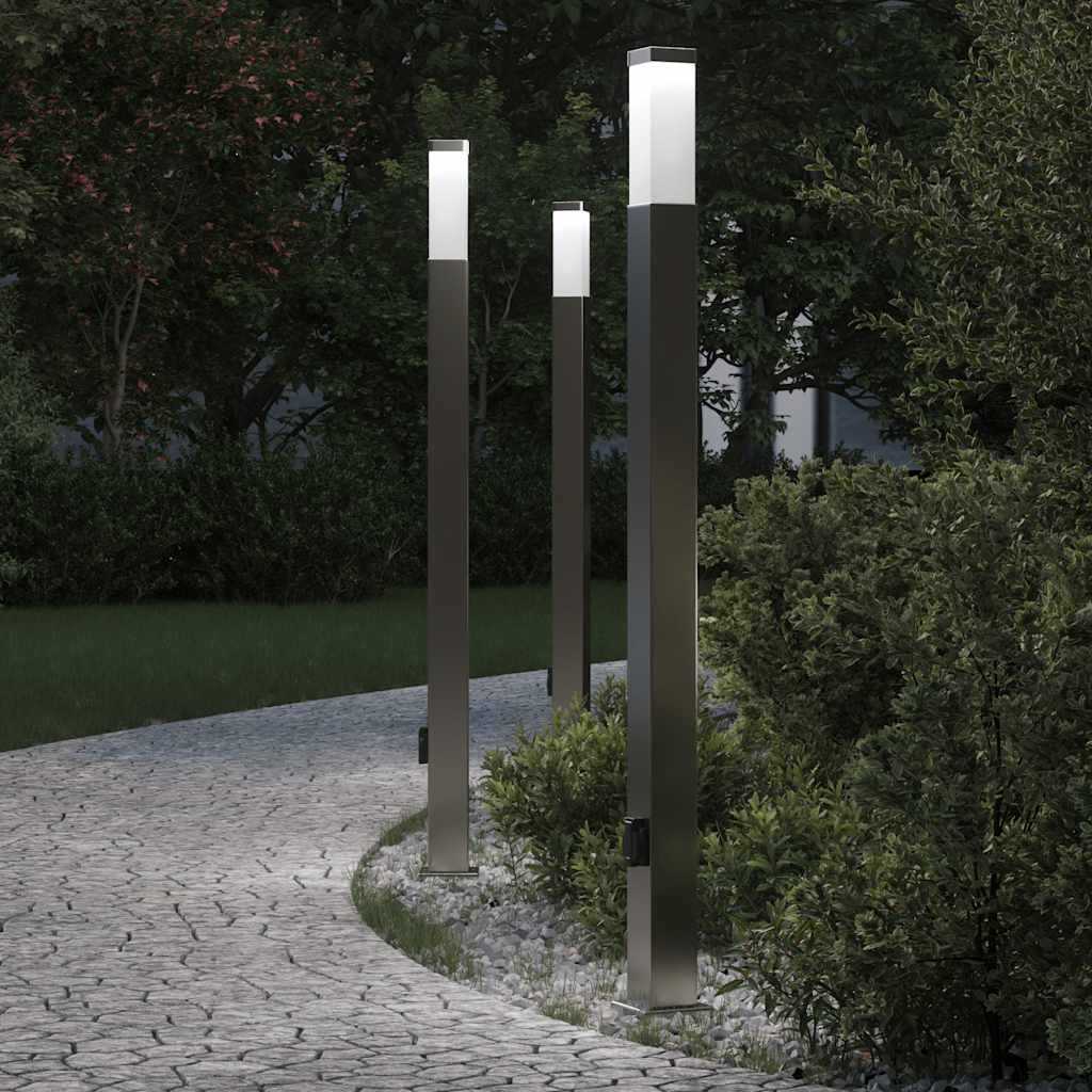 Φωτιστικά Κολωνάκια με Πρίζα 3 τεμ. 110 εκ. από Ανοξείδωτο Ατσάλι IP44 - Pakobazaar