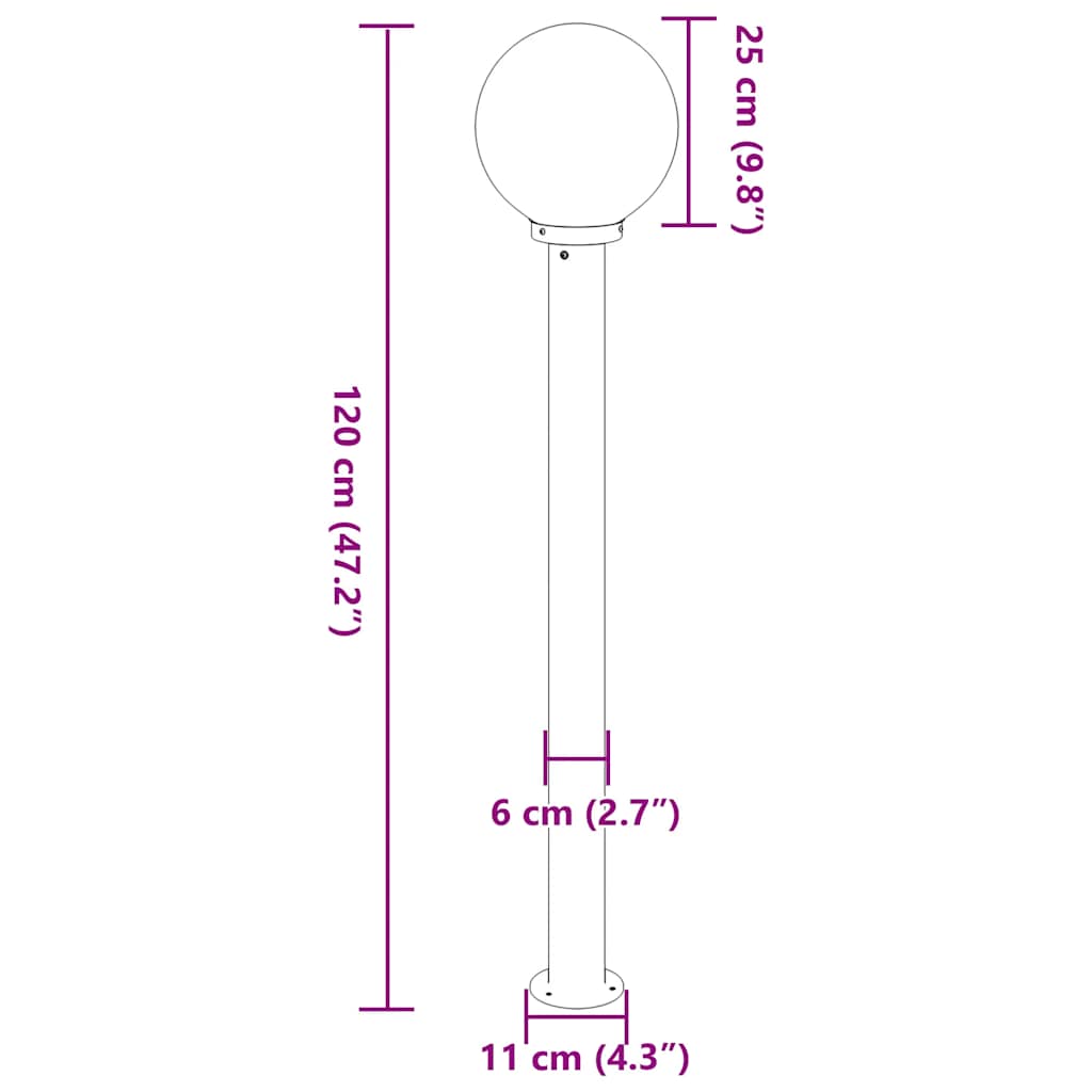 Φωτιστικό Κολωνάκι 120 εκ. από Ανοξείδωτο Ατσάλι IP44 - Pakobazaar