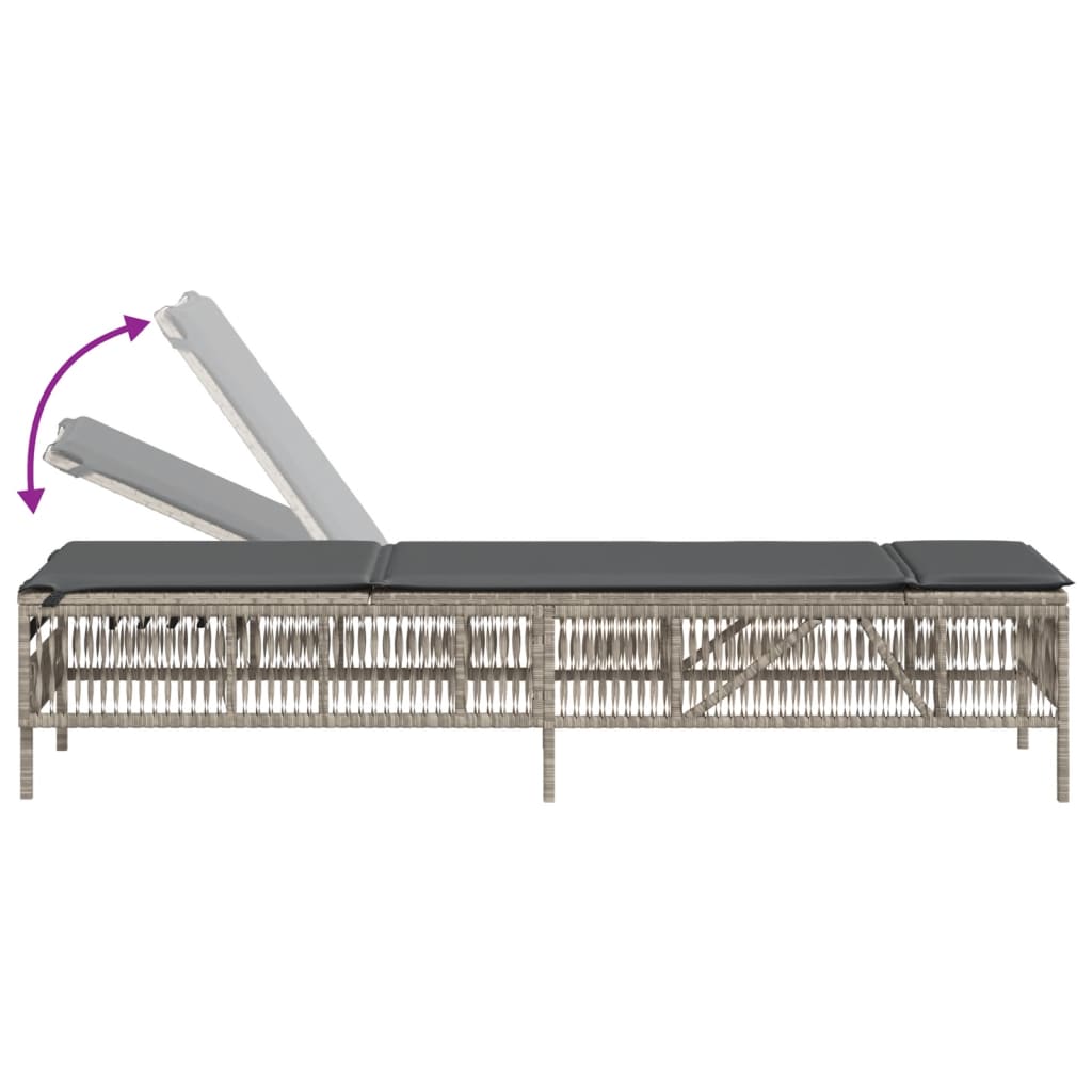 Ξαπλώστρες 2 τεμ. Ανοιχτό Γκρι από Συνθετικό Ρατάν με Μαξιλάρια