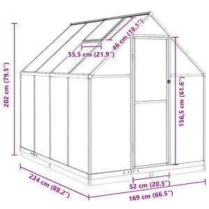Θερμοκήπιο με Πλαίσιο Βάσης Πράσινο 224x169x202 εκ. Αλουμινίου