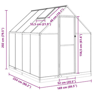 Θερμοκήπιο με Πλαίσιο Βάσης Ανθρακί 224x169x202 εκ. Αλουμινίου