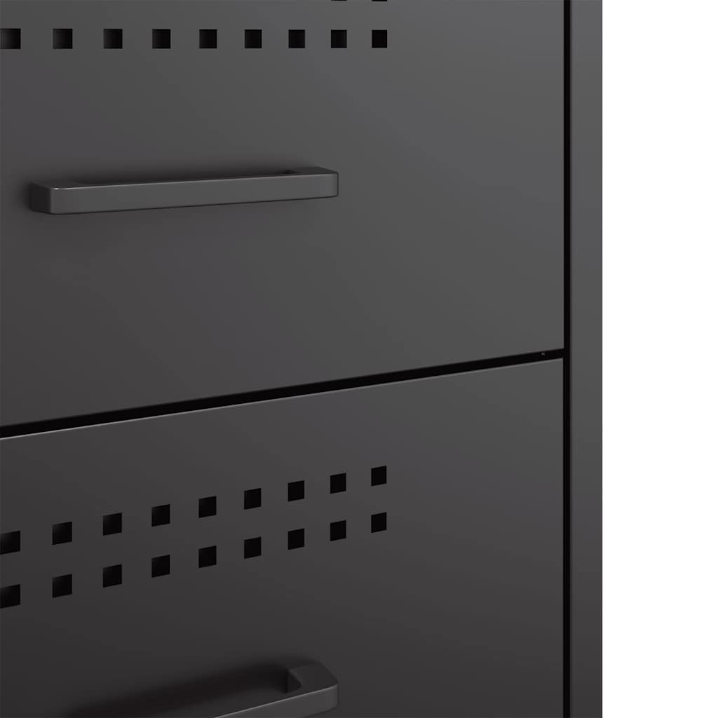 Κομοδίνα 2 τεμ. Μαύρα 36x39x50,5 εκ. Χάλυβα