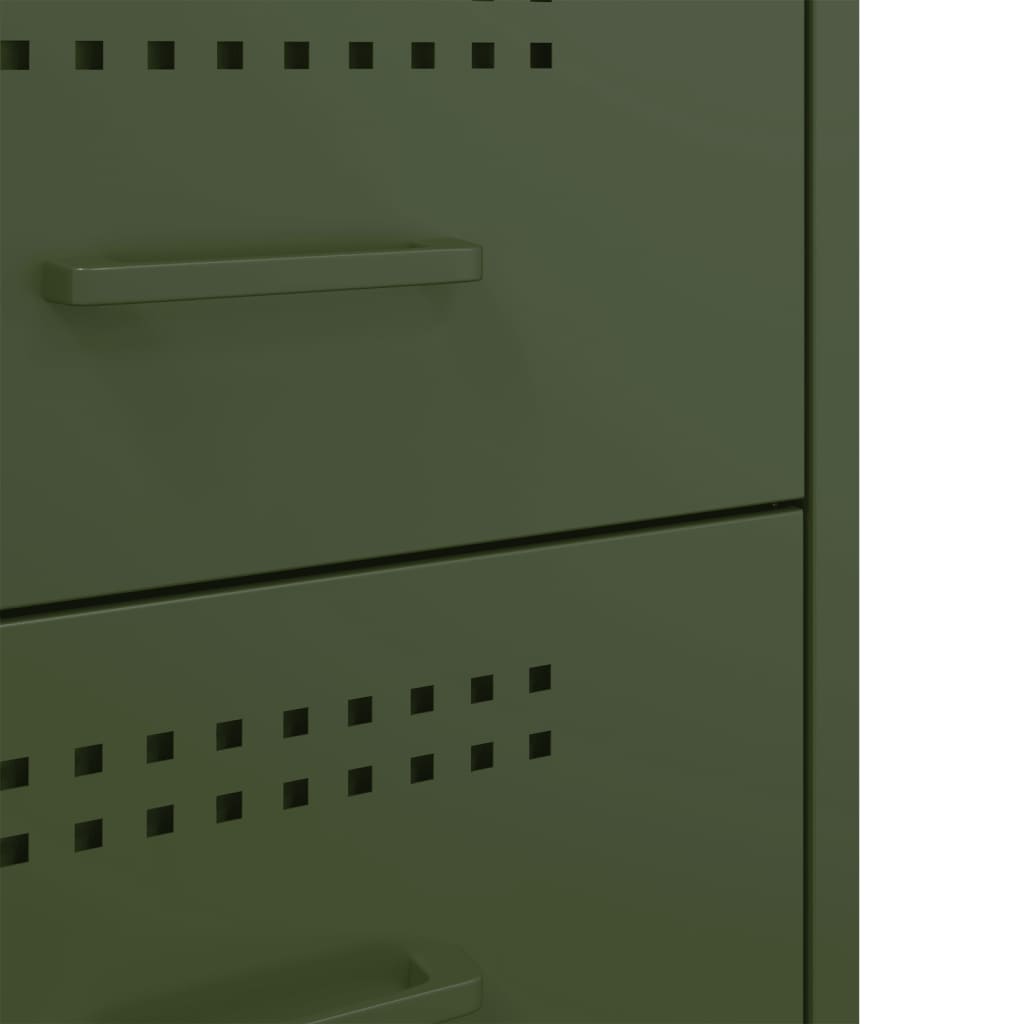 Κομοδίνο Πράσινο Λαδί 36x39x50,5 εκ. από Χάλυβα