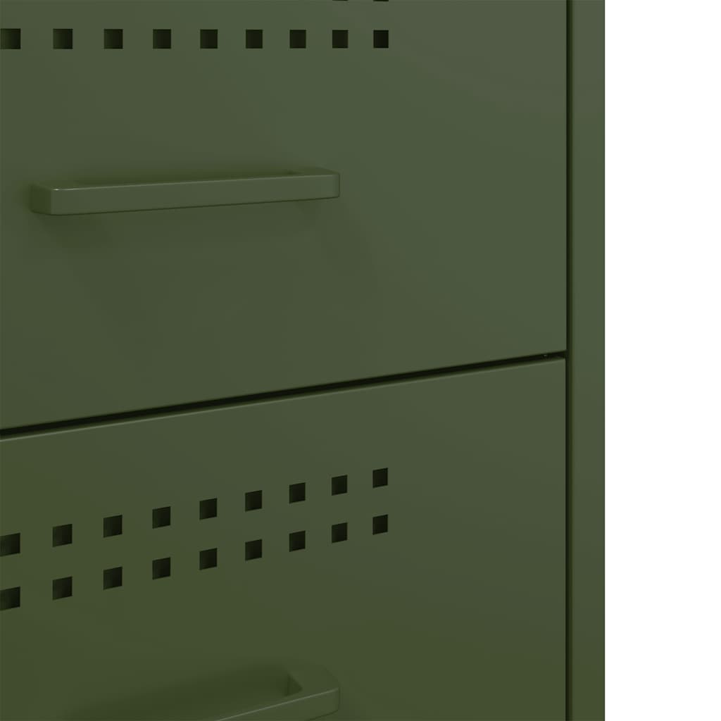 Κομοδίνα 2 τεμ. Πράσινο Λαδί 36x39x50,5 εκ. από Χάλυβα