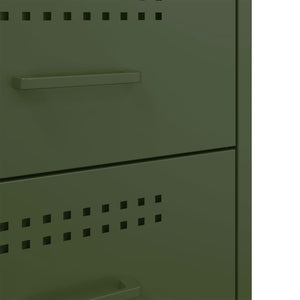 Κομοδίνα 2 τεμ. Πράσινο Λαδί 36x39x50,5 εκ. από Χάλυβα