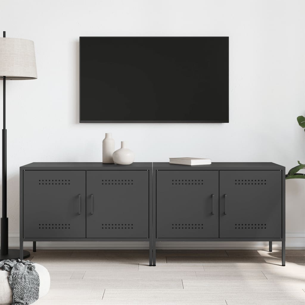 Έπιπλα Τηλεόρασης 2 τεμ. Μαύρο 68x39x50,5 εκ. από Χάλυβα - Pakobazaar