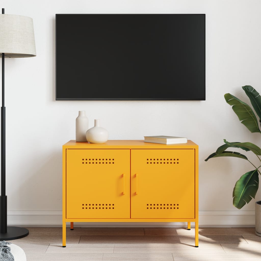 Έπιπλο Τηλεόρασης Μουσταρδί Κίτρινο 68x39x50,5 εκ. από Ατσάλι - Pakobazaar