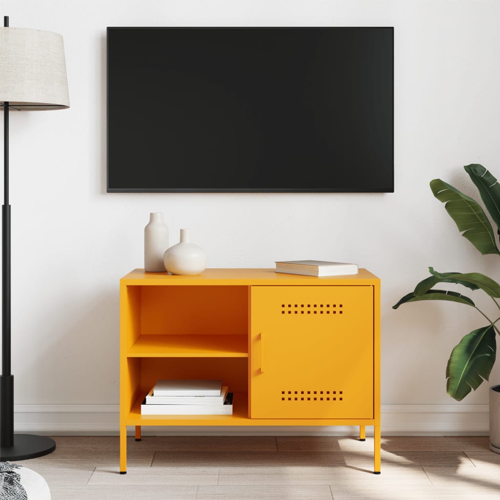 Έπιπλο Τηλεόρασης Μουσταρδί Κίτρινο 68x39x50,5 εκ. από Ατσάλι