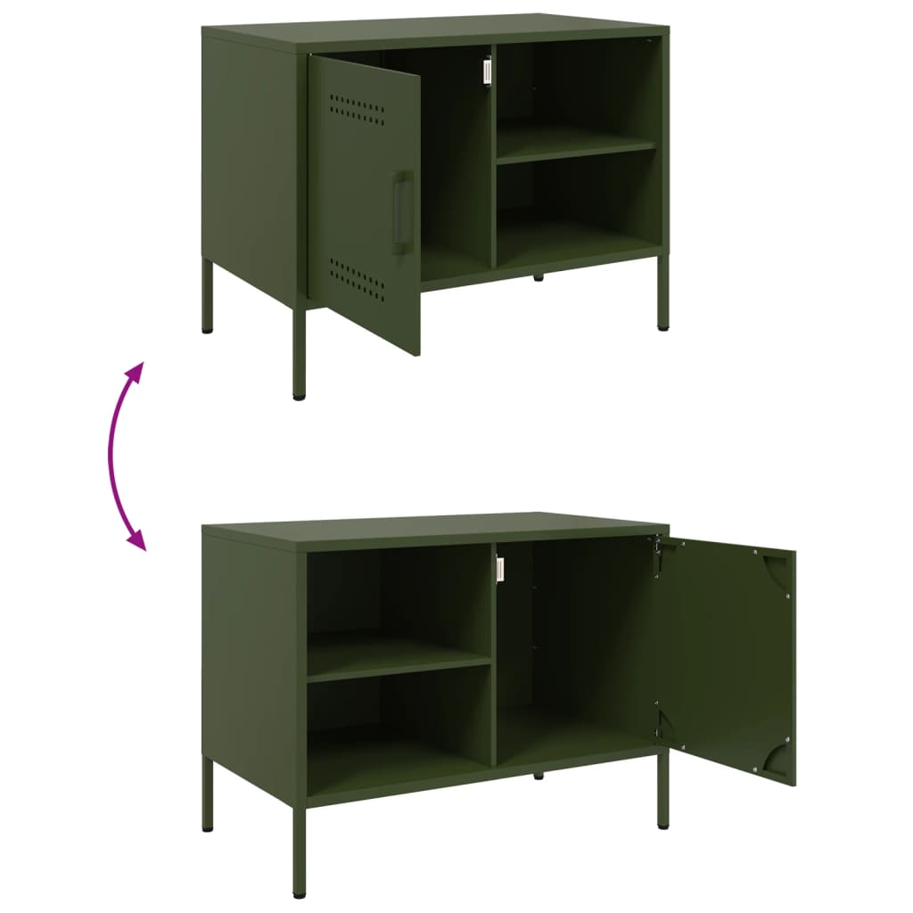 Έπιπλο Τηλεόρασης Πράσινο Λαδί 68x39x50,5 εκ. από Ατσάλι