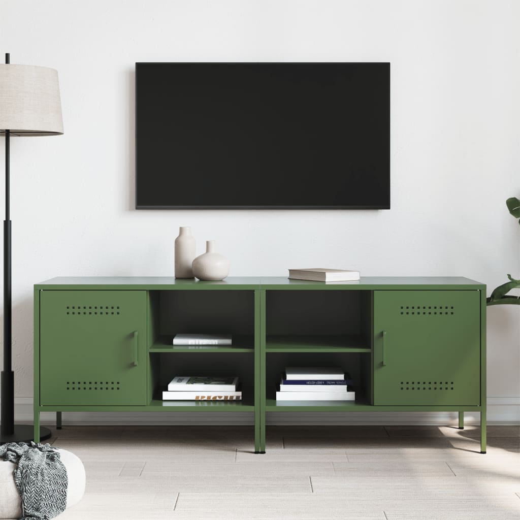 Έπιπλα Τηλεόρασης 2 τεμ. Πράσινο Λαδί 68x39x50,5 εκ. από Χάλυβα - Pakobazaar