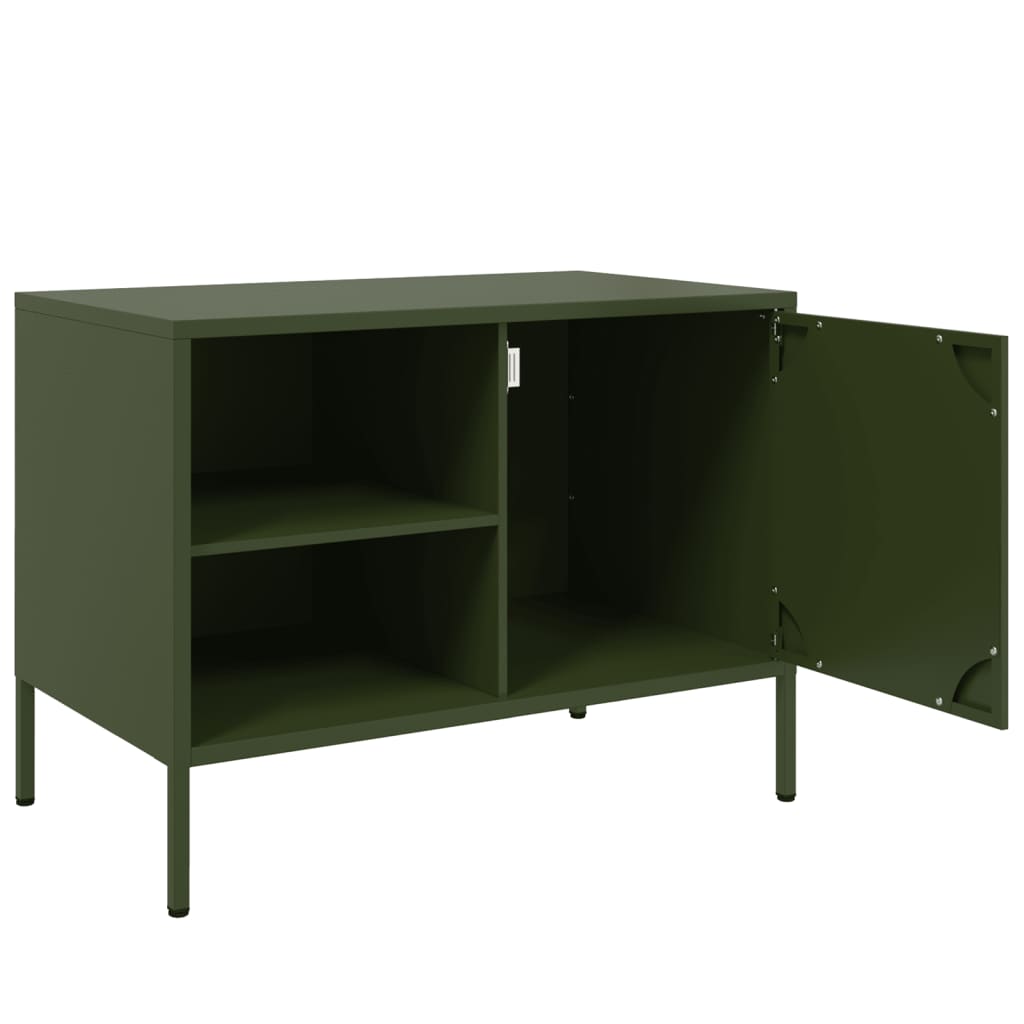 Έπιπλα Τηλεόρασης 2 τεμ. Πράσινο Λαδί 68x39x50,5 εκ. από Χάλυβα - Pakobazaar