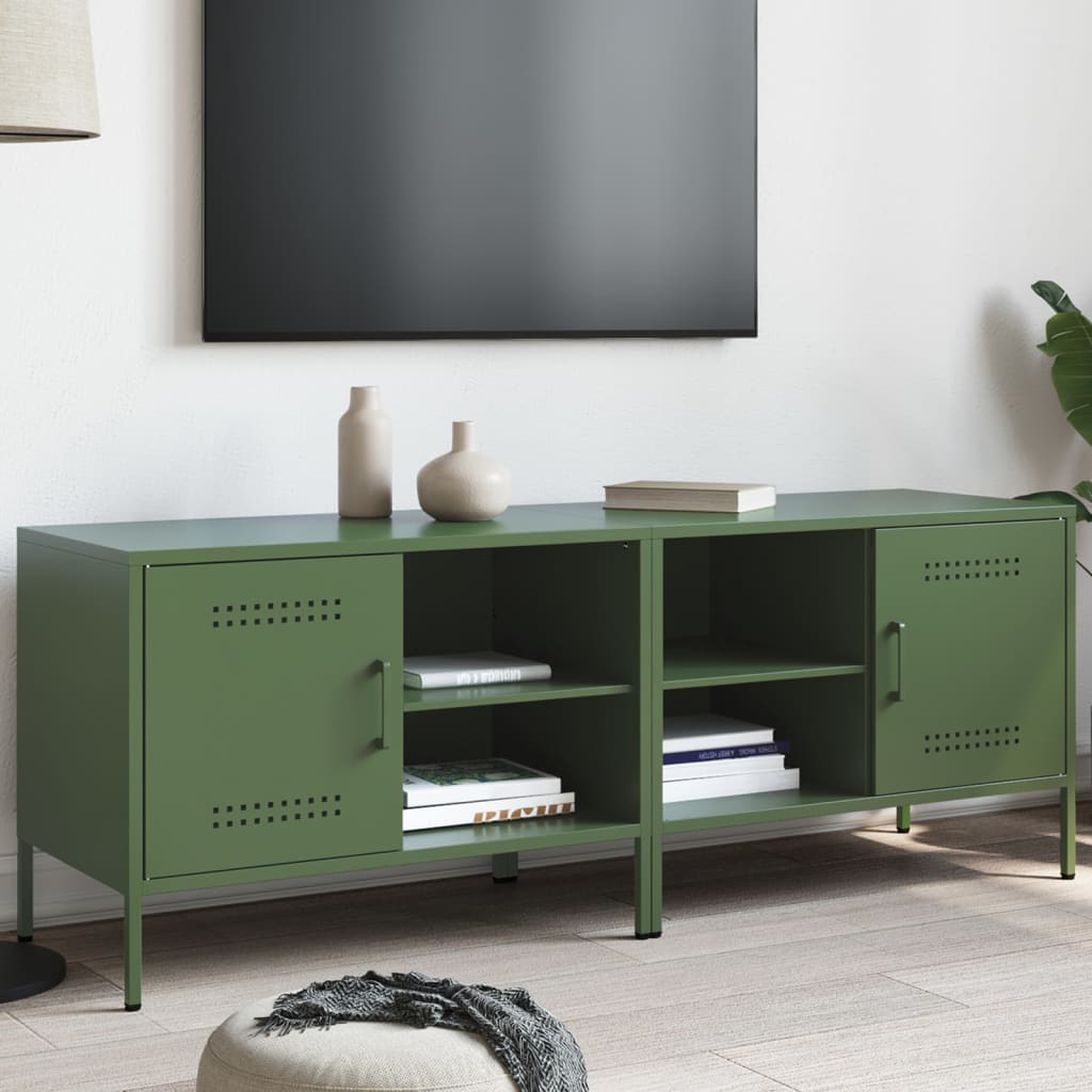 Έπιπλα Τηλεόρασης 2 τεμ. Πράσινο Λαδί 68x39x50,5 εκ. από Χάλυβα - Pakobazaar