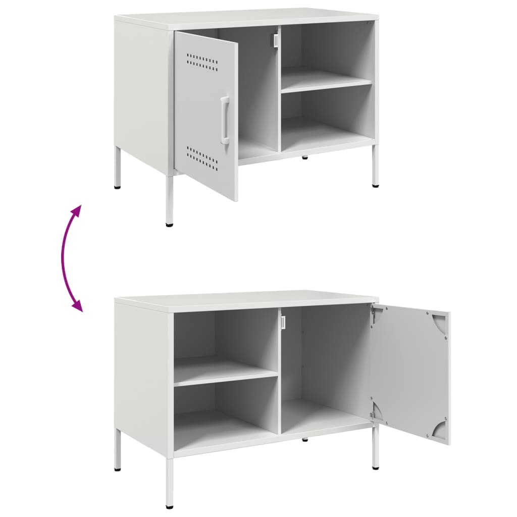 Έπιπλα Τηλεόρασης 2 τεμ. Λευκό 68x39x50,5 εκ. από Χάλυβα