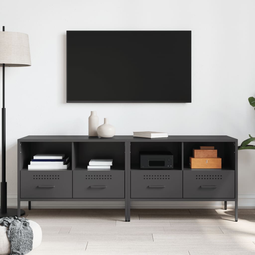 Έπιπλα Τηλεόρασης 2 τεμ. Μαύρο 68x39x50,5 εκ. από Χάλυβα