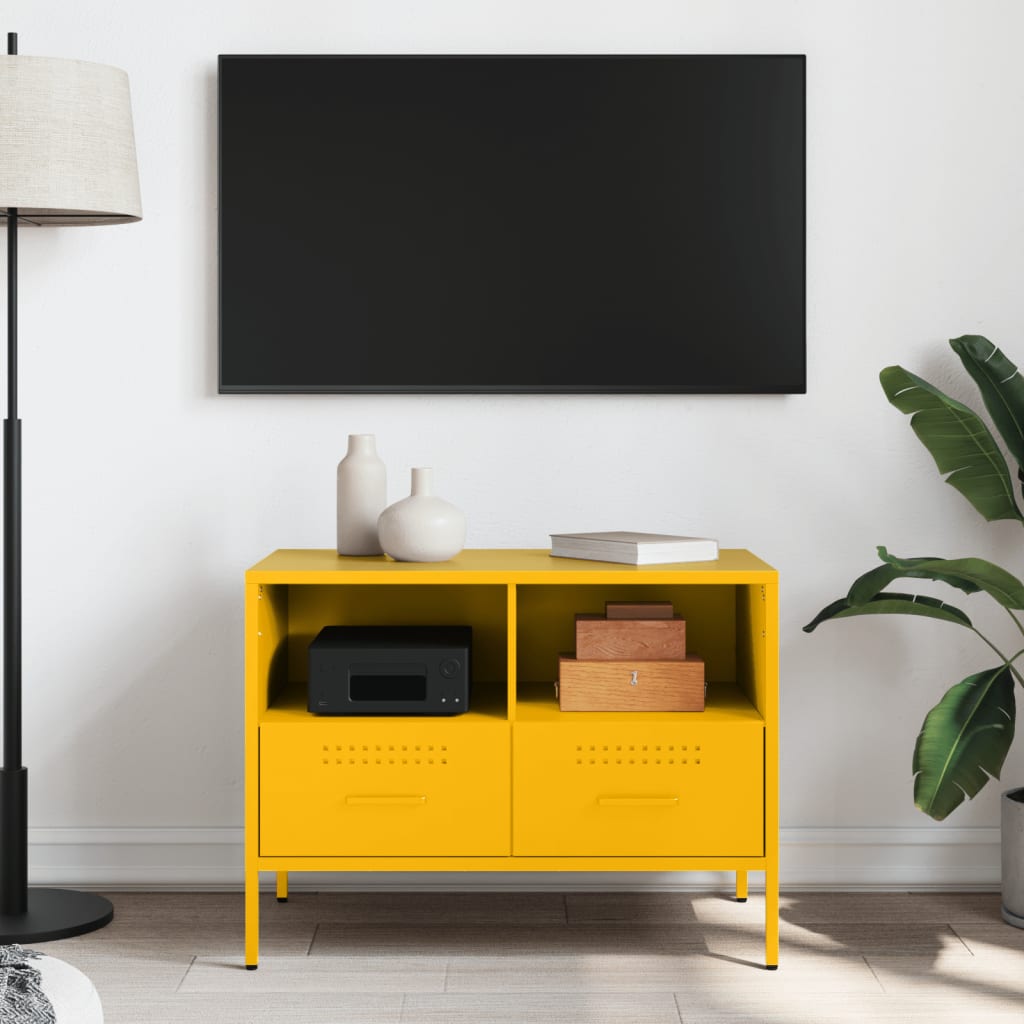 Έπιπλο Τηλεόρασης Μουσταρδί Κίτρινο 68x39x50,5 εκ. από Ατσάλι