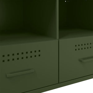 Έπιπλα Τηλεόρασης 2 τεμ. Πράσινο Λαδί 68x39x50,5 εκ. από Χάλυβα