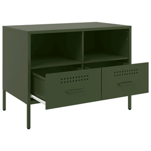 Έπιπλα Τηλεόρασης 2 τεμ. Πράσινο Λαδί 68x39x50,5 εκ. από Χάλυβα