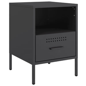 Κομοδίνα 2 τεμ. Μαύρα 36x39x50,5 εκ. Χάλυβα