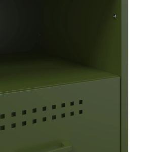 Κομοδίνα 2 τεμ. Πράσινο Λαδί 36x39x50,5 εκ. από Χάλυβα