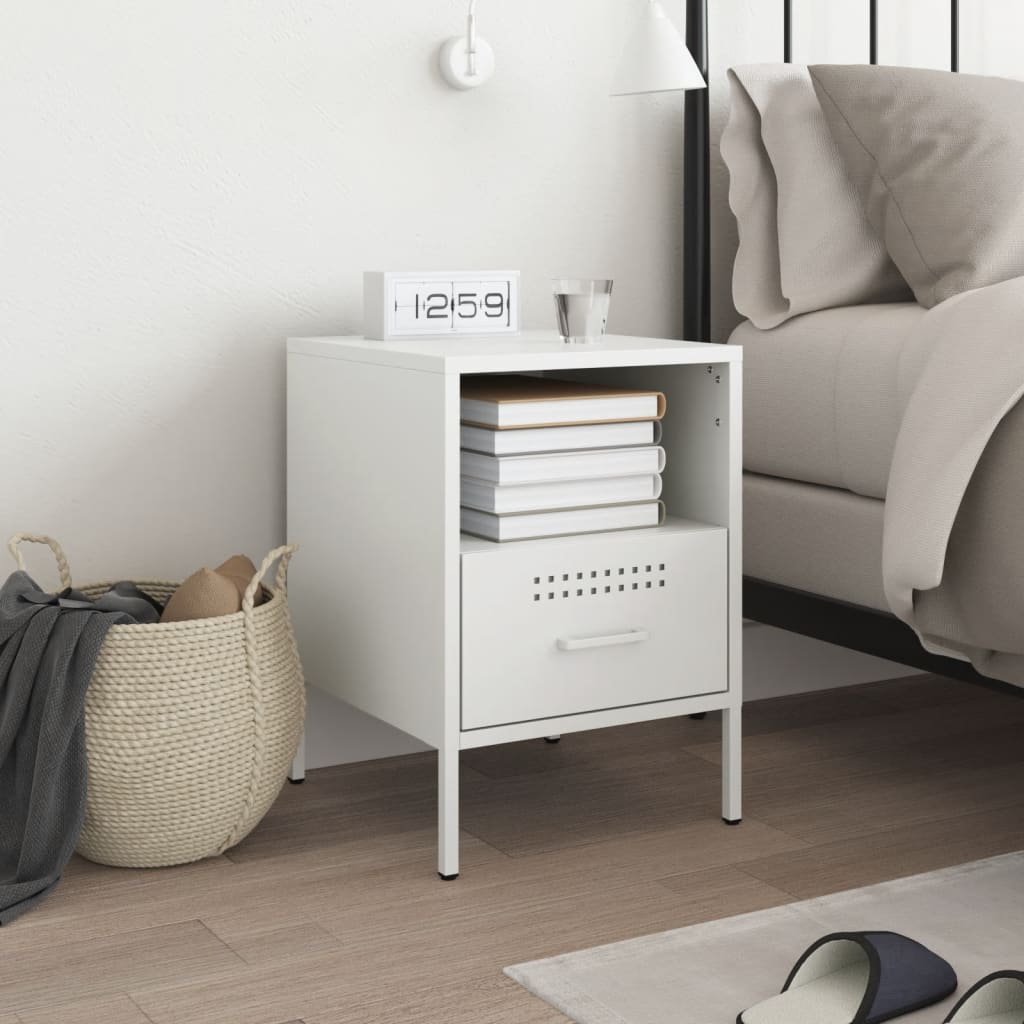 Κομοδίνο Λευκό 36x39x50,5 εκ. από Χάλυβα - Pakobazaar