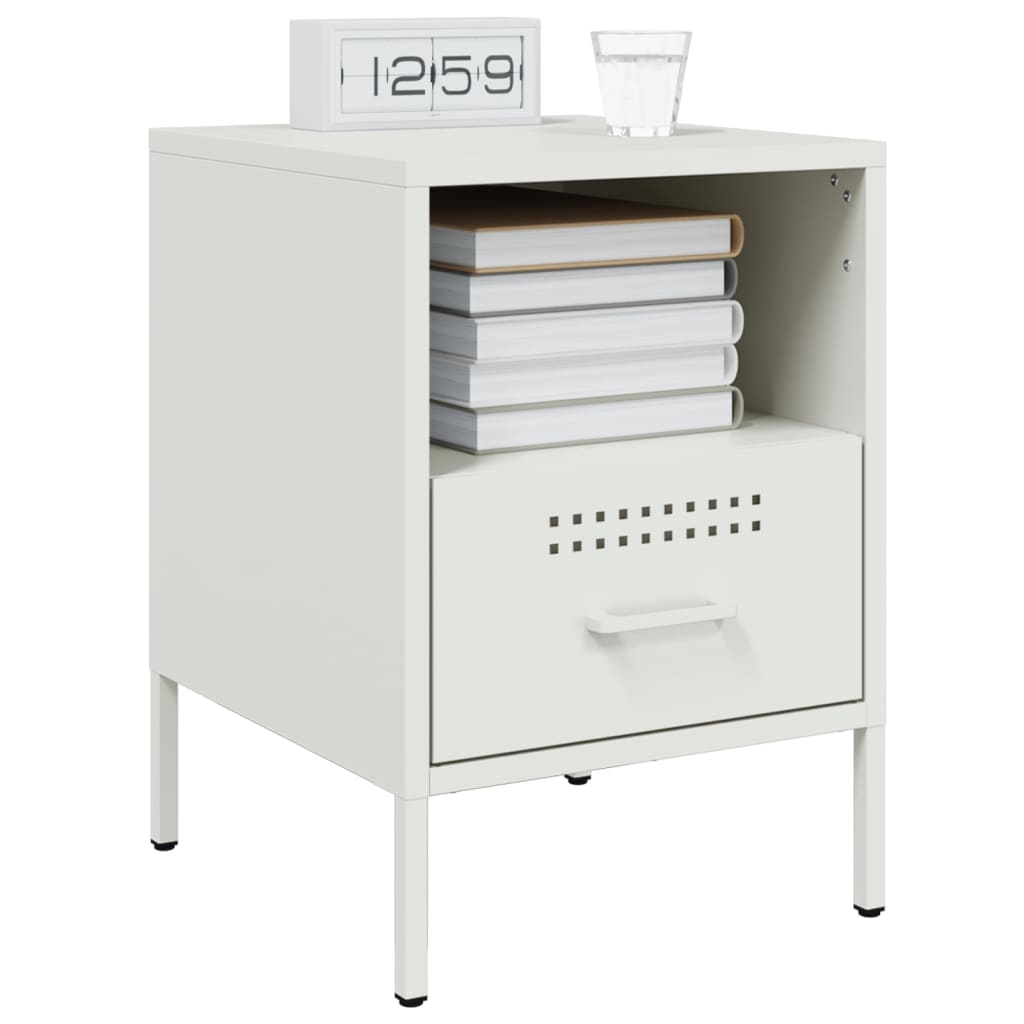 Κομοδίνο Λευκό 36x39x50,5 εκ. από Χάλυβα - Pakobazaar