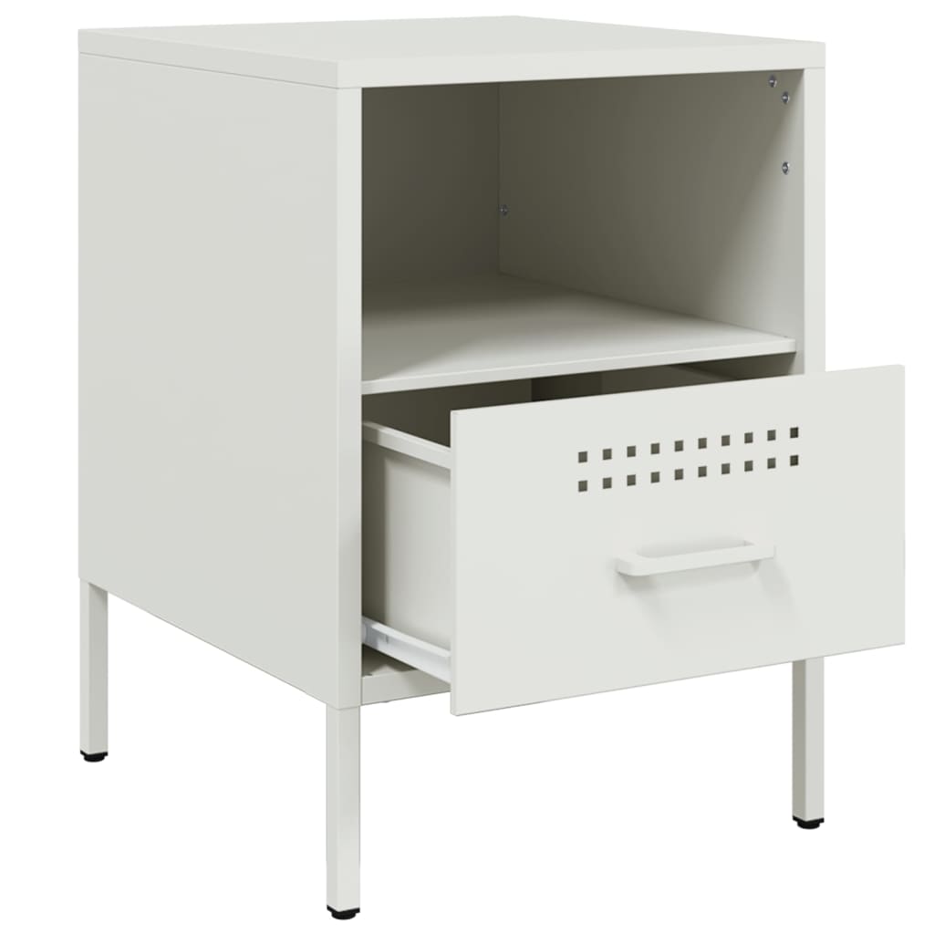 Κομοδίνο Λευκό 36x39x50,5 εκ. από Χάλυβα - Pakobazaar
