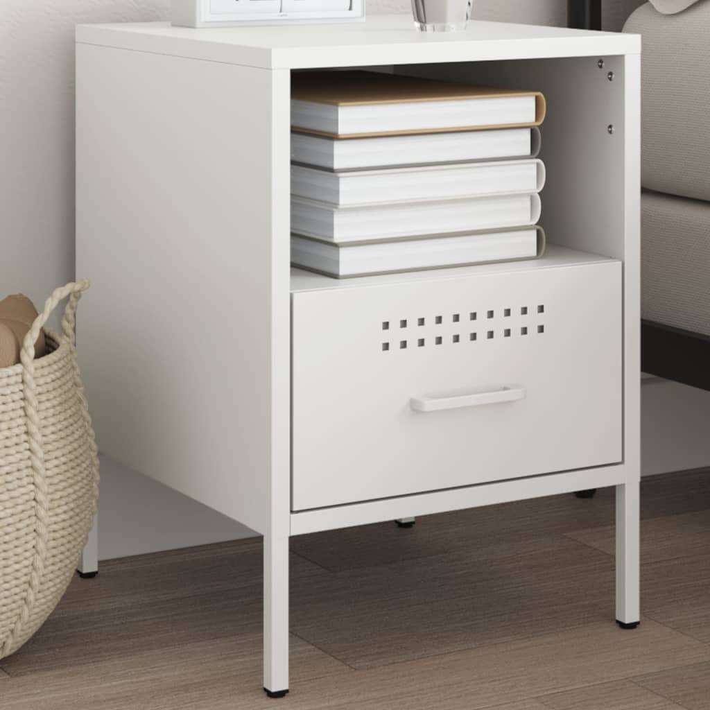 Κομοδίνο Λευκό 36x39x50,5 εκ. από Χάλυβα - Pakobazaar