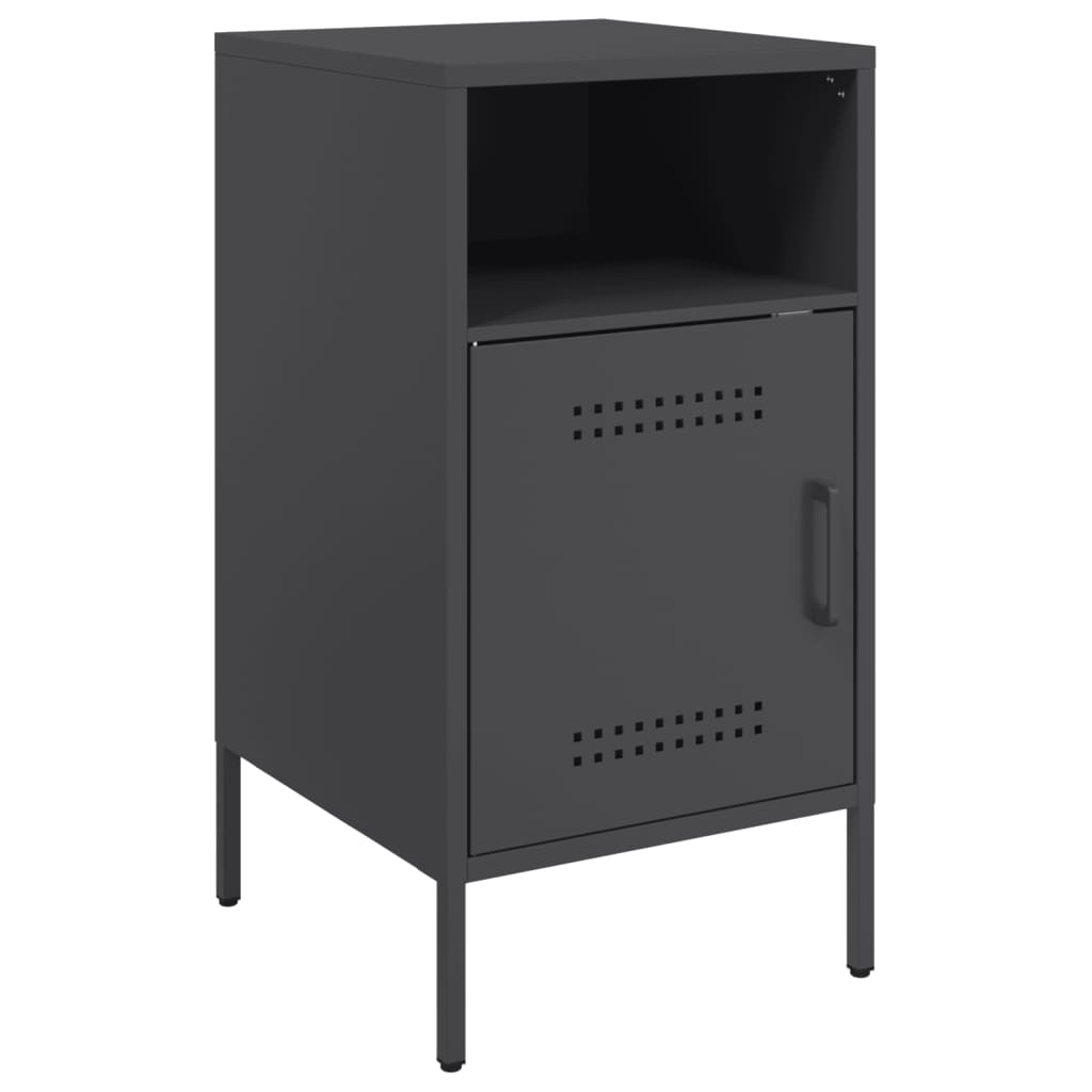 Κομοδίνα 2 τεμ. Μαύρα 36x39x68 εκ. από Χάλυβα