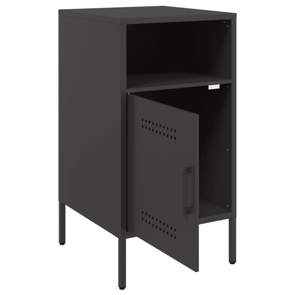 Κομοδίνα 2 τεμ. Μαύρα 36x39x68 εκ. από Χάλυβα