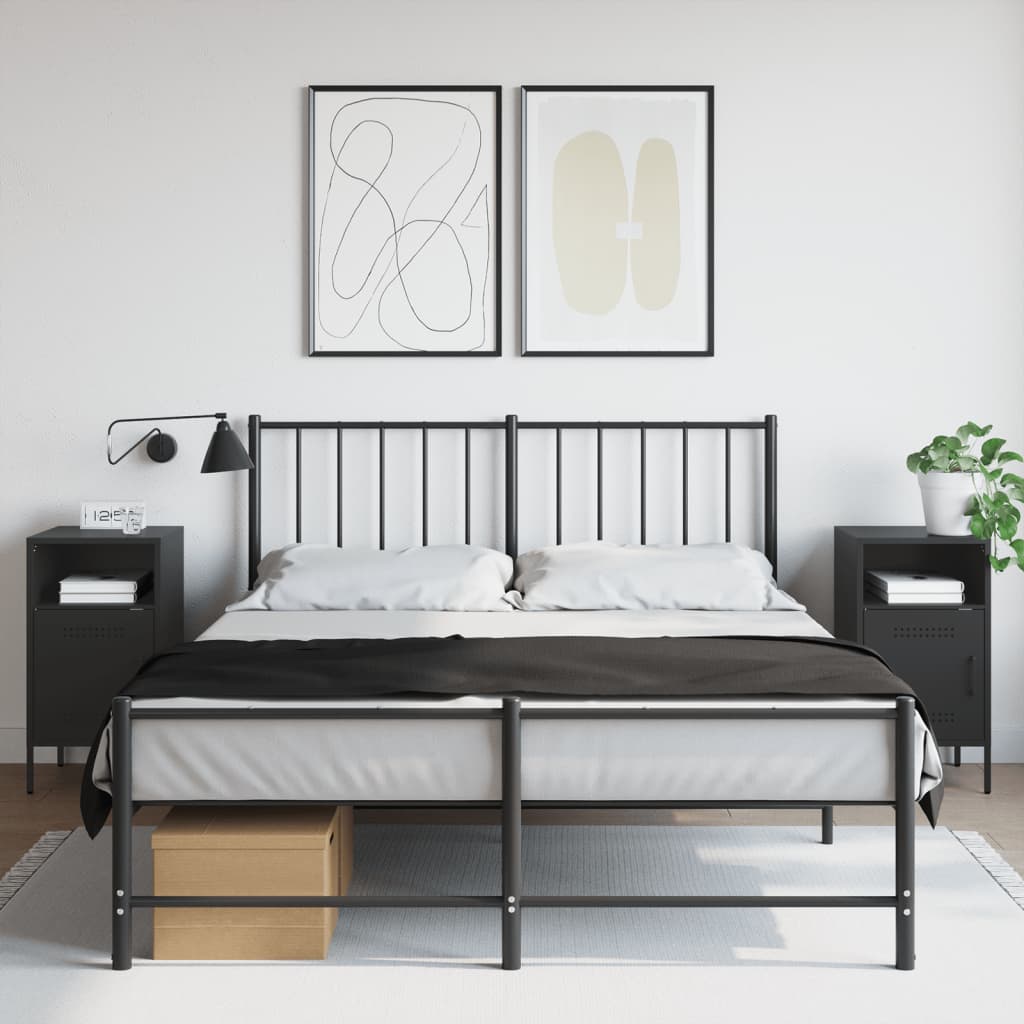 Κομοδίνα 2 τεμ. Μαύρα 36x39x68 εκ. από Χάλυβα
