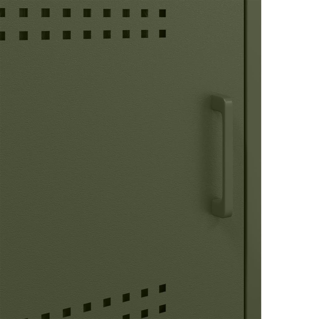 Κομοδίνο Πράσινο Λαδί 36x39x68 εκ. από Χάλυβα