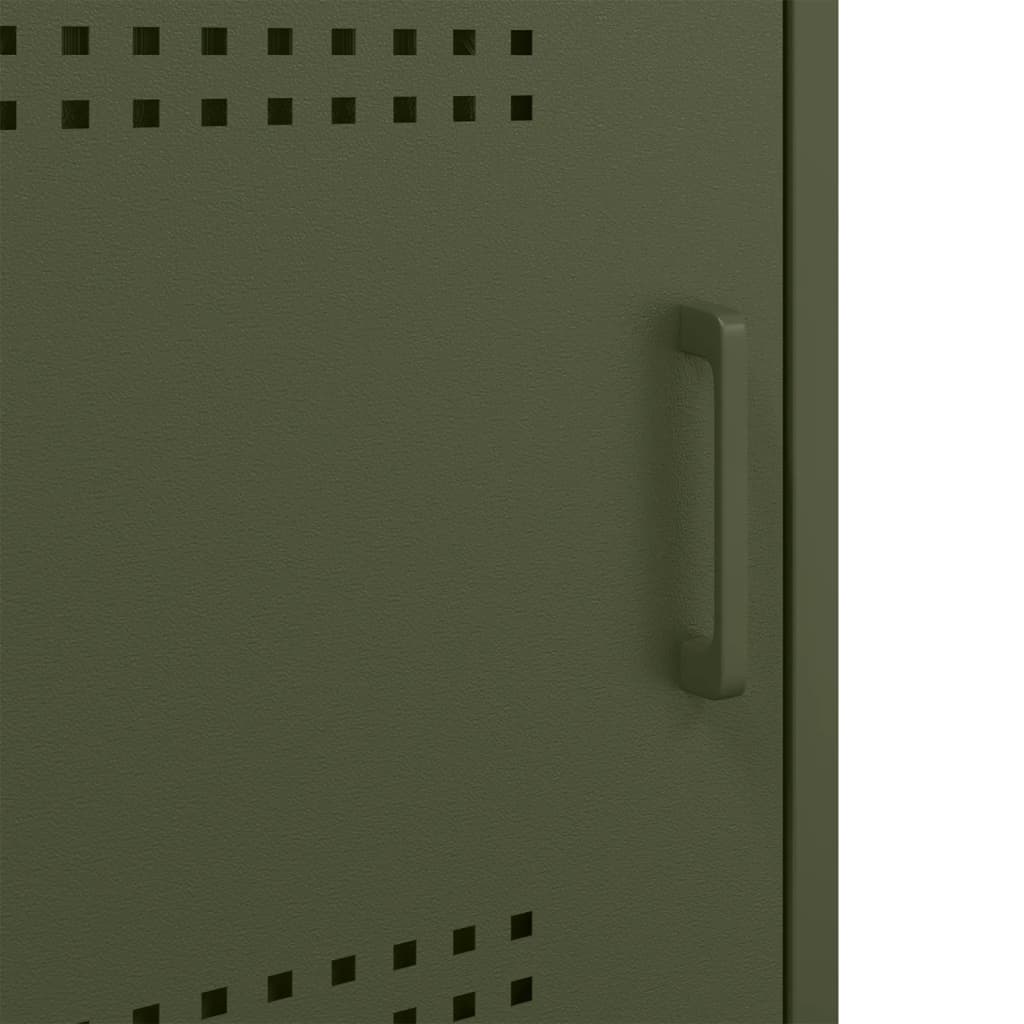 Κομοδίνα 2 τεμ. Πράσινο Λαδί 36x39x68 εκ. από Χάλυβα - Pakobazaar