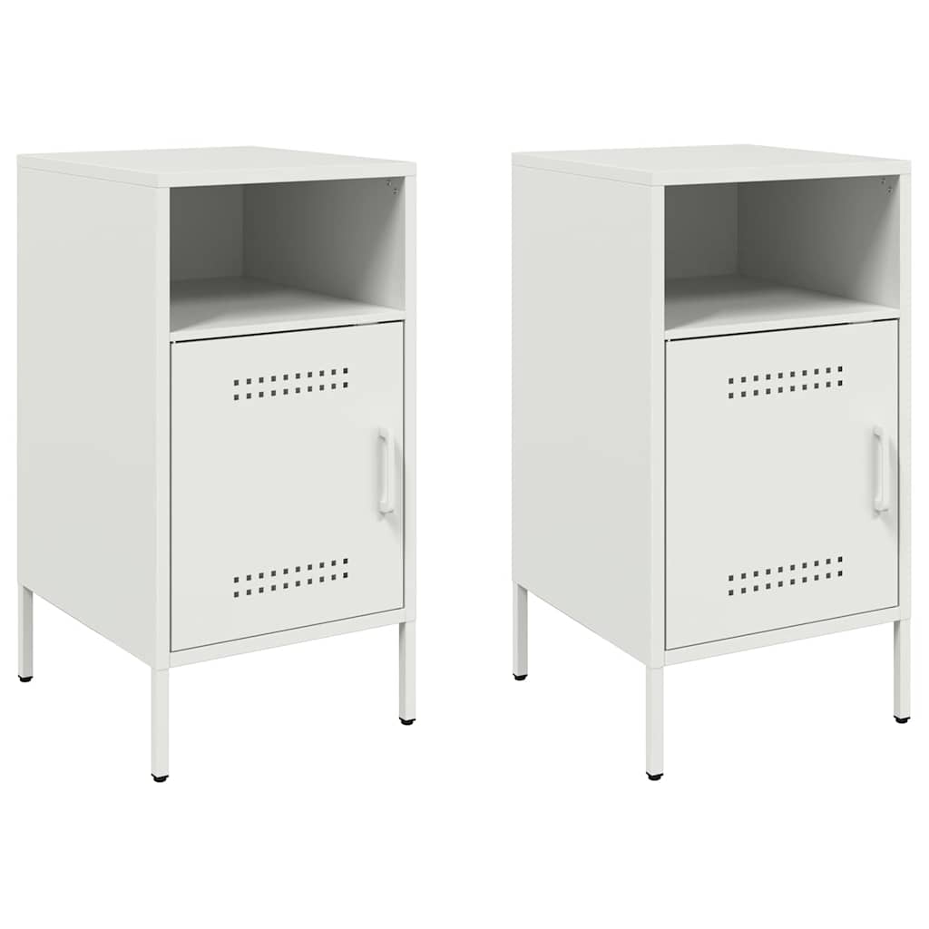 Κομοδίνα 2 τεμ. Λευκά 36x39x68 εκ. από Χάλυβα