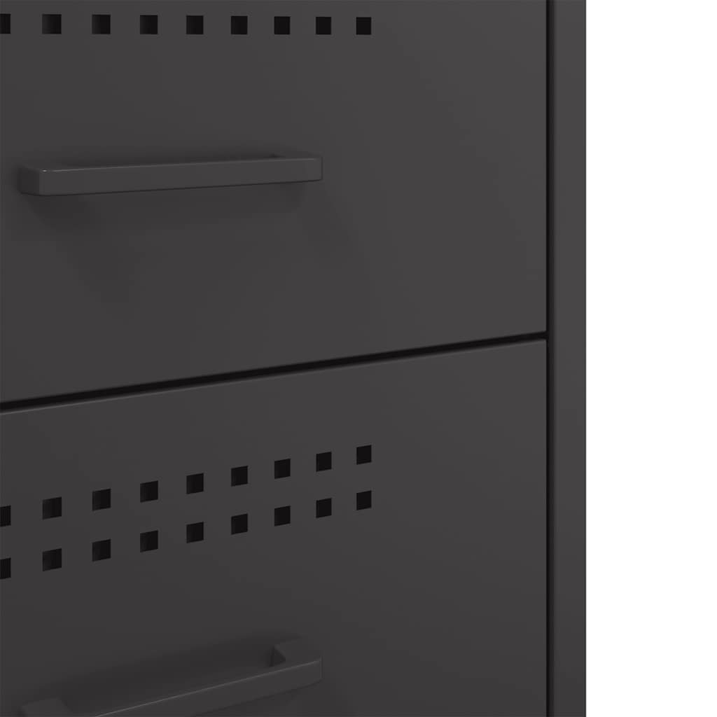 Κομοδίνο Μαύρο 36x39x68 εκ. από Χάλυβα